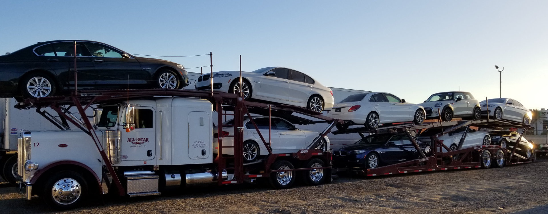 trailer truck loaded with cars